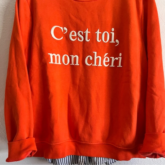 H&M "C'est toi, mon chéri" orange crewneck sweatshirt - Picture 4 of 8